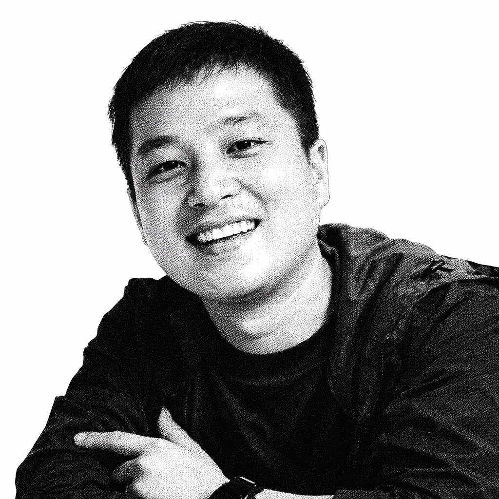 Group of colleagues greeting each other in a stylized blue duotone treatment